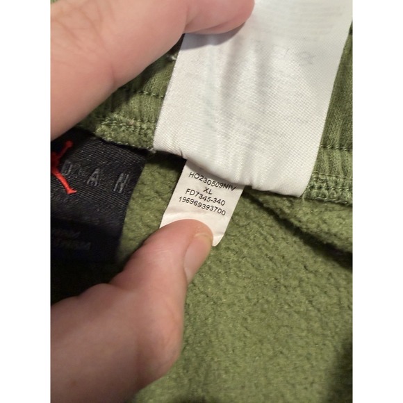 Jordan Flight Fleece Joggers Men's XL Olive Green Jumpman Sweatpants - Picture 9 of 10
